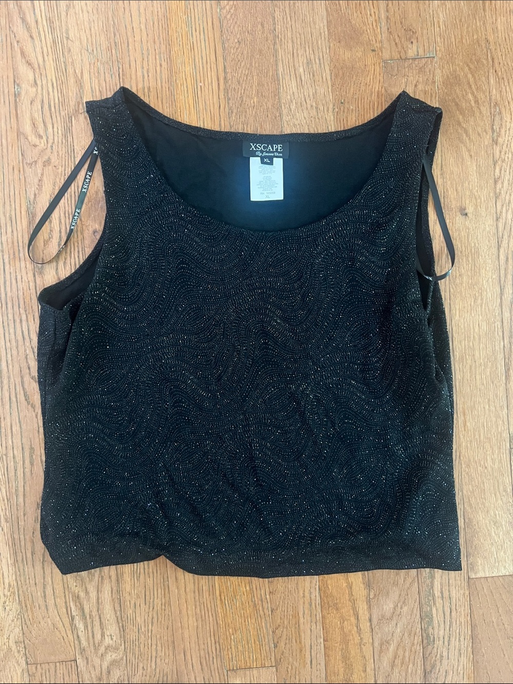 Xscape Black Glitter Scoop Neck Sleeveless Camisole